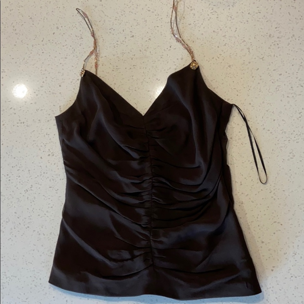 100% silk tank with jeweled straps